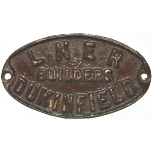 1129 - LNER builders plate, LNER BUILDERS DUCKINFIELD, from a compartment coach, as mounted above the seats... 