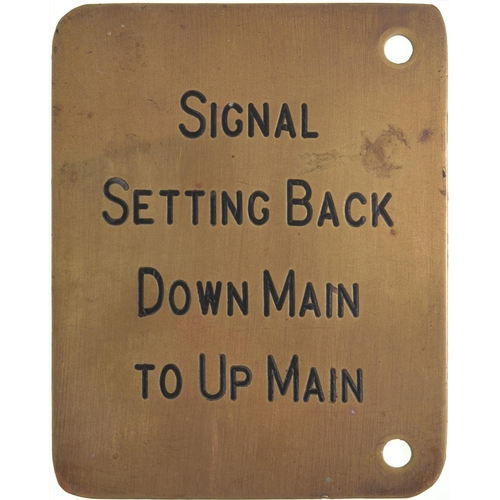 1130 - Midland Railway lever backplates, SIGNAL SETTING BACK, DISC, CROSSOVER, etc, engraved brass, 5