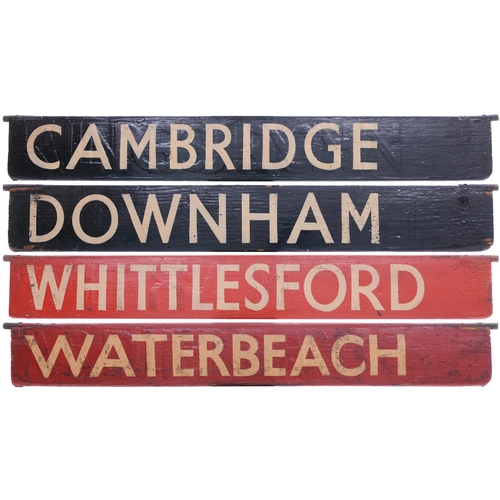 1143 - Liverpool Street departure indicator plates, CAMBRIDGE, WATERBEACH, WHITTLESFORD, DOWNHAM, painted w... 