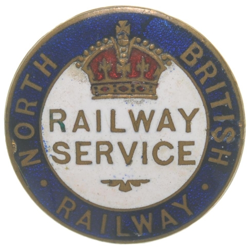 1150 - First World War badge, NORTH BRITISH RAILWAY, RAILWAY SERVICE, by J A Wylie & Co, brass/enamel, 1