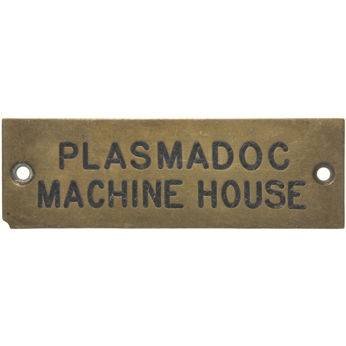 1157 - GWR shelf plate, PLASMADOC MACHINE HOUSE (Wrexham area), engraved brass, length 4¾