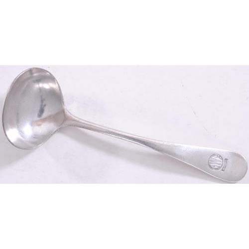 1161 - GWR Hotels ladle, by Walker and Hall, silver plate, roundel pattern, length 7½