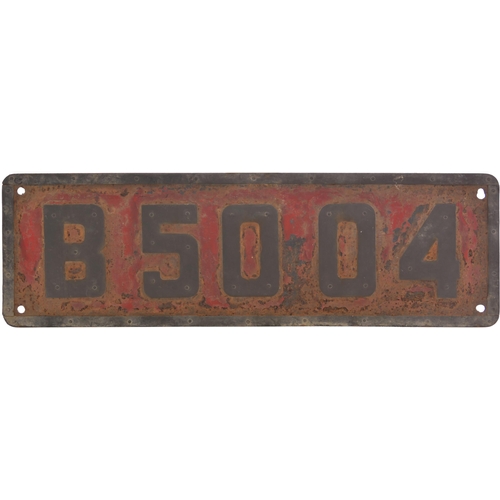 1168 - Locomotive numberplate, B5004, believed to be a smokebox numberplate, from a 3ft 6ins gauge 2-4-0 bu... 