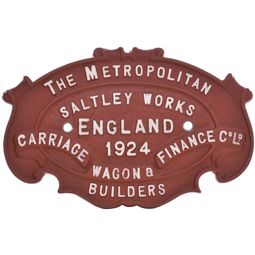 1170 - Wagonplate, METROPOLITAN CARRIAGE WAGON & FINANCE Co SALTLEY WORKS ENGLAND 1924, cast iron, 9½