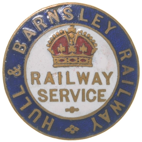 1175 - First World War badge, HULL & BARNSLEY RAILWAY, RAILWAY SERVICE, by J A Wylie & Co, brass/enamel, 1