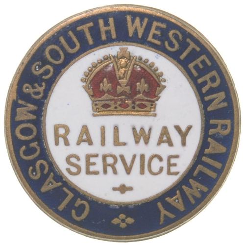 1176 - First World War badge, GLASGOW & SOUTH WESTERN RAILWAY, RAILWAY SERVICE, by Wylie and Co, brass/enam... 