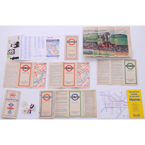 1178 - LT pocket maps, Underground, Green Line, Bus, etc, Coronation 1953 with embroidered decoration in re... 