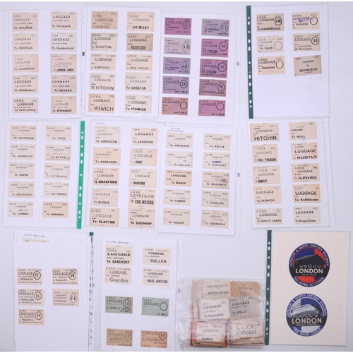 1182 - LNER luggage labels, a wide variety for most parts of the system, including LUGGAGE type, transition... 