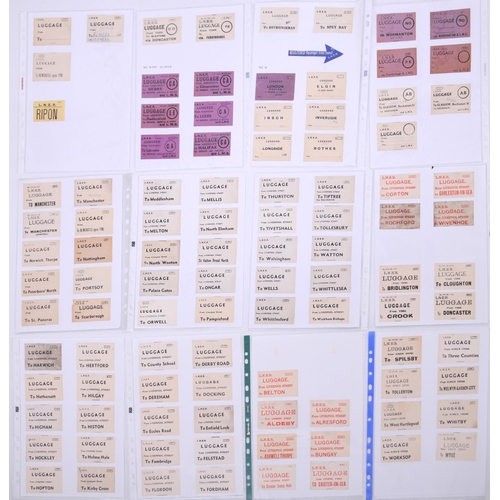 1182 - LNER luggage labels, a wide variety for most parts of the system, including LUGGAGE type, transition... 