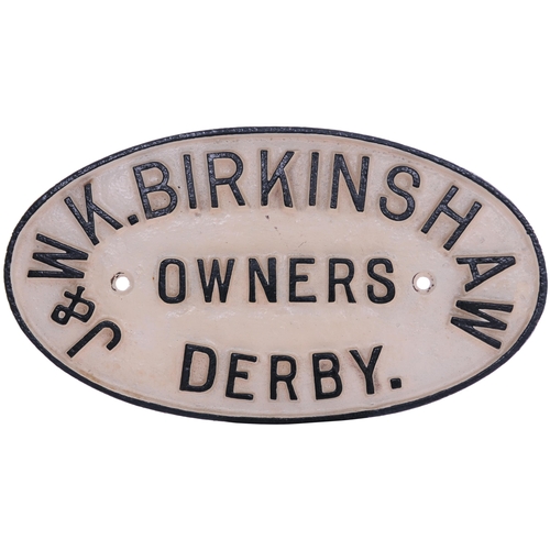 1184 - Wagonplate, J&WK BIRKINSHAW, OWNERS, DERBY, cast iron, 11