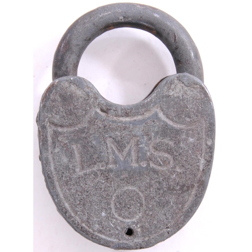 1188 - LMS Maintenance Ends plate, LMS padlock, LMS brass horn (working) and LMS buckle and horse brass (GS... 