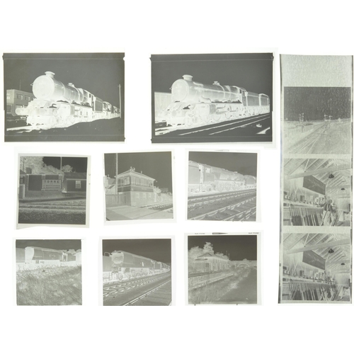 1197 - Negatives, large format, noted GWR locos Bristol area, Bulleids at Woodhams, signal boxes. etc. (37)