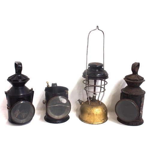 142 - Miscellaneous lamps for spares/repair including Adlake, GWR copper top case, Tilley lamp, brake van ... 