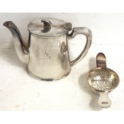 180 - London North Eastern Railway art deco plated hot water jug by Walker & Hall, 4¾