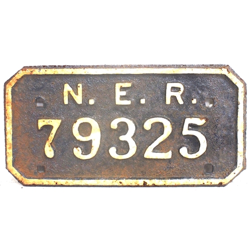 206 - North Eastern Railway C/I (hollow backed) wagonplate NER 79325, repainted. (C3) (Dispatch by Mailbox... 