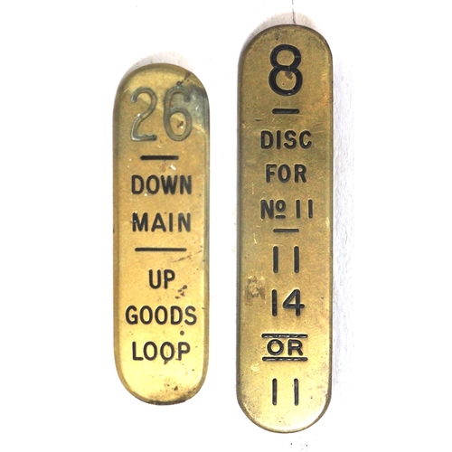 221 - GWR brass signal box lever plates - 