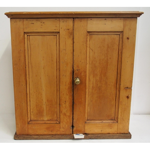 Edmondson two door pitch pine station booking office ticket cabinet originating from BORTH station (Cambrian Rly), 30"x 31"x 12", good condition, panelled, missing lock. (Dispatch by Mailboxes/Collect from Banbury Depot)