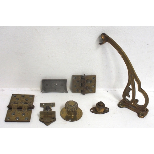 266 - Selection of brass coach fittings - GNR internal door handle, luggage rack support, North London Rly... 