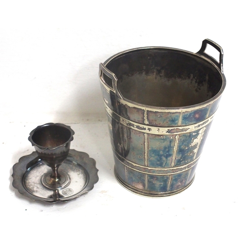 324 - Pullman Car Company plated egg cup by GG Honour & Co, LSWR small ice bucket (5¼