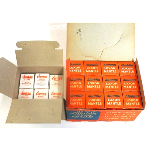 343 - Two boxes of new gas mantles - Veritas inverted gas mantles No 1 (24), Aladdin Loxon Mantles (12), i... 