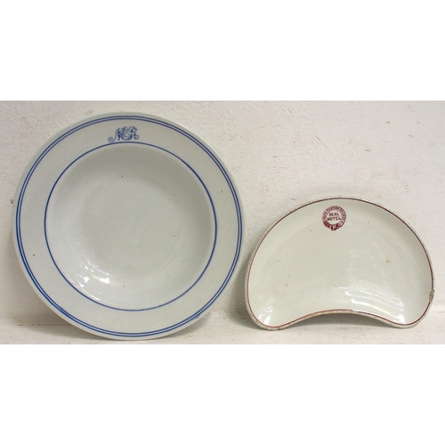 373 - Midland Railway early soup bowl, good condition, South Eastern Railway garter kidney dish, chip to r... 