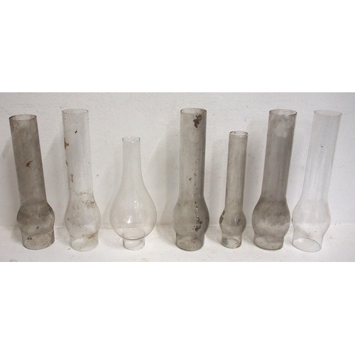 381 - Quantity of glass oil lamp flus/chimneys - five 3