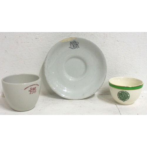 398 - London Transport Catering tea cup, good condition, Railway Convalescent Home sugar bowl (green) good... 