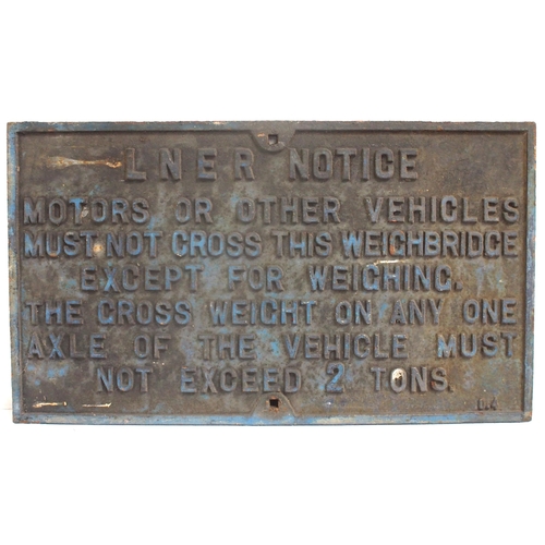 413 - LNER C/I Weighbridge notice, references maximum axle weight 2 tons, 26¼