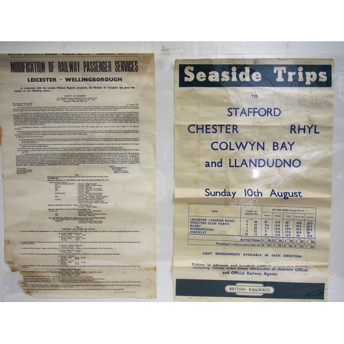 Posters "SEASIDE TRIPS" & "LEICESTER - WELLINGBOROUGH" withdrawal of passenger services. (2) (C1) (Dispatch by Mailboxes/Collect from Banbury Depot)