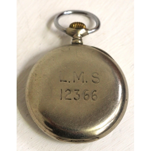 433 - London Midland & Scottish Railway pocket watch by Recta, rear of case engraved 