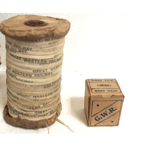 436 - GWR miscellaneous small items including hand towel, marked reel of parcel tape, No 1 pen nib box, ra... 