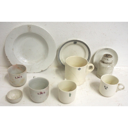 442 - Miscellaneous GWR & LMS china including GWR 1 pint mug with triangular logo, BR(W) teacup, LNWR insu... 