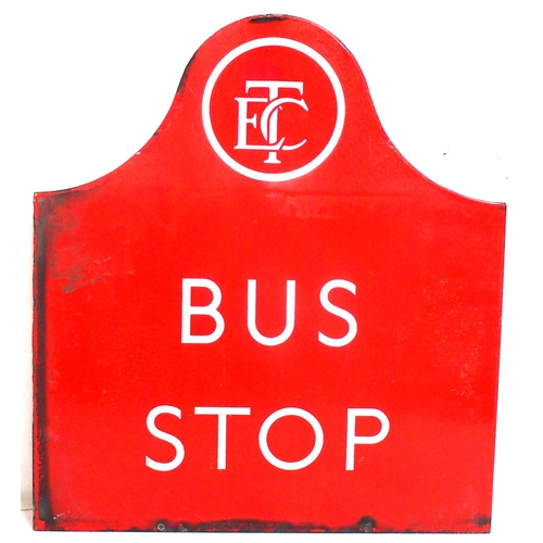 458 - ETC (Edinburgh) double sided enamel bus stop sign, 14½