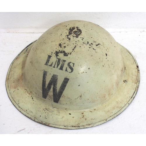 459 - LMS WARDENS WW11 steel helmet with webbing/lining.(B1) (Dispatch by Mailboxes/Collect from Banbury D... 