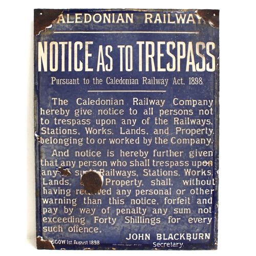 484 - Caledonian Rly enamel trespass notice (TPCR101) 17