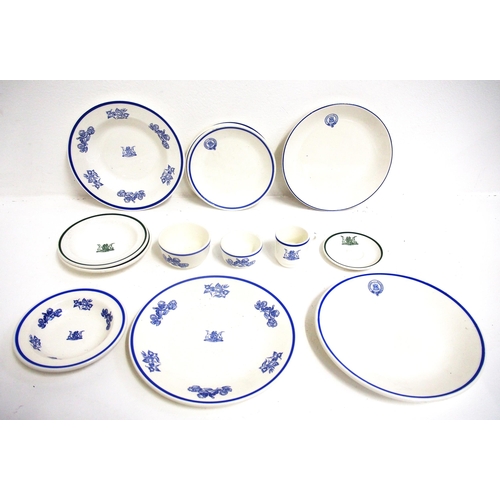 520 - Rhodesian Railways china, mostly blue pattern including side plates, dinner plates, soup bowls, pinc... 