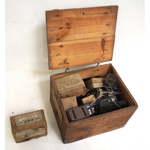 GPO field telephones in wooden cases & carrying straps, box of parts many in original cardboard boxes etc. (B3) (Dispatch by Mailboxes/Collect from Banbury Depot)