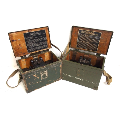 547 - GPO field telephones in wooden cases & carrying straps, box of parts many in original cardboard boxe... 