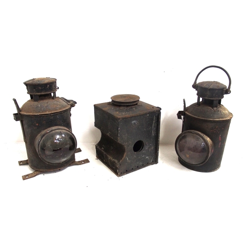 583 - GWR/BR(W) signal lamp cases - ground signal square case (no glasses), buffer stop lamp, & fixed dist... 