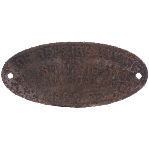 607 - Wagonplate, REPAIRS ADVISE THE WELSH NAVIGATION STEAM CIAL CO, CARDIFF, cast iron, 11¾