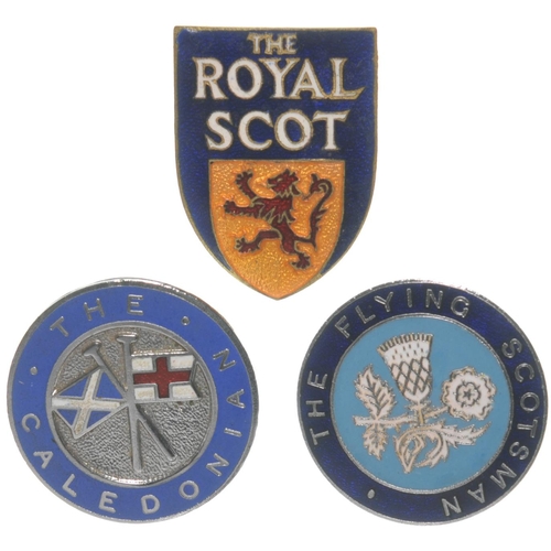 613 - Named train staff badges, THE FLYING SCOTSMAN, THE CALEDONIAN, 1¼