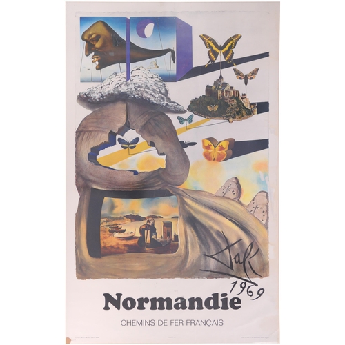 630 - SNCF double royal poster, NORMANDIE, by Salvador Dali, 1969, rolled, corner loss lower left. (B4944)