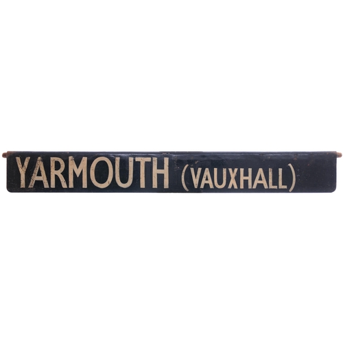 636 - Liverpool Street departure indicator plates, LITTLEPORT, YARMOUTH (VAUXHALL), SUDBURY, painted steel... 