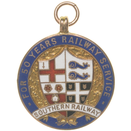 648 - SR 50 YEARS SERVICE gold medallion, E N NEWMAN 1891-1941, with multicoloured enamel, 1…›