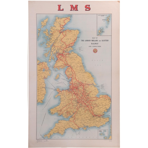 657 - LMS double royal poster, GENERAL SYSTEM MAP, 1930s, the system at its zenith, from Thurso to Bournem... 