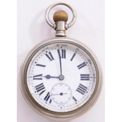 663 - LSWR pocket watch, GOODS 3378 L&SWR on the back of the case, runs when wound.