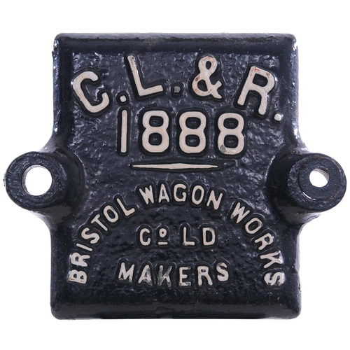 665 - Wagon axle box cover, from the Coran, Leitrim and Roscommon Railway, CL&R, 1888, BRISTOL WAGON WORKS... 