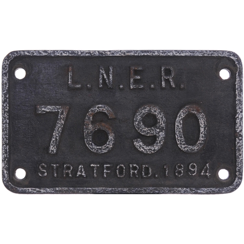 668 - Tenderplate, LNER, 7690, STRATFORD, 1894, from the tender coupled with GER J15 Class 0-6-0 No 690 bu... 