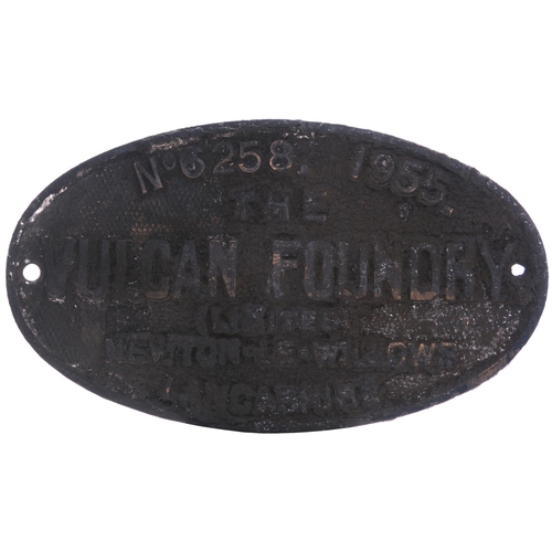 670 - Worksplate, VULCAN FOUNDRY, 6258, 1955, from an East African Railways metre gauge oil burning Tribal... 