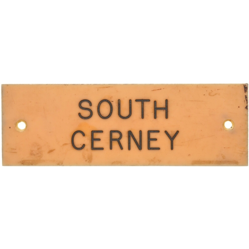 679 - Signal box shelf plate, SOUTH CERNEY, ex M&SWJR, ivorine, 4¾